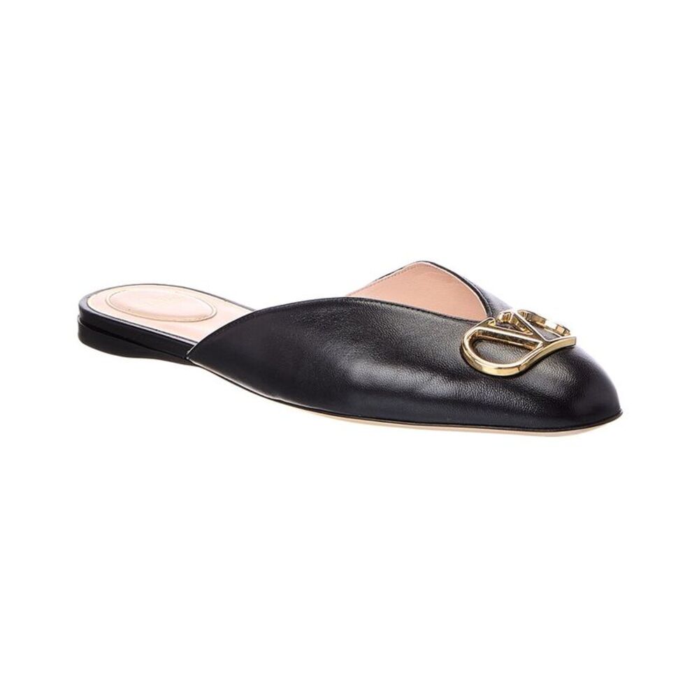 Valentino Vlogo Signature Leather Mule, Black